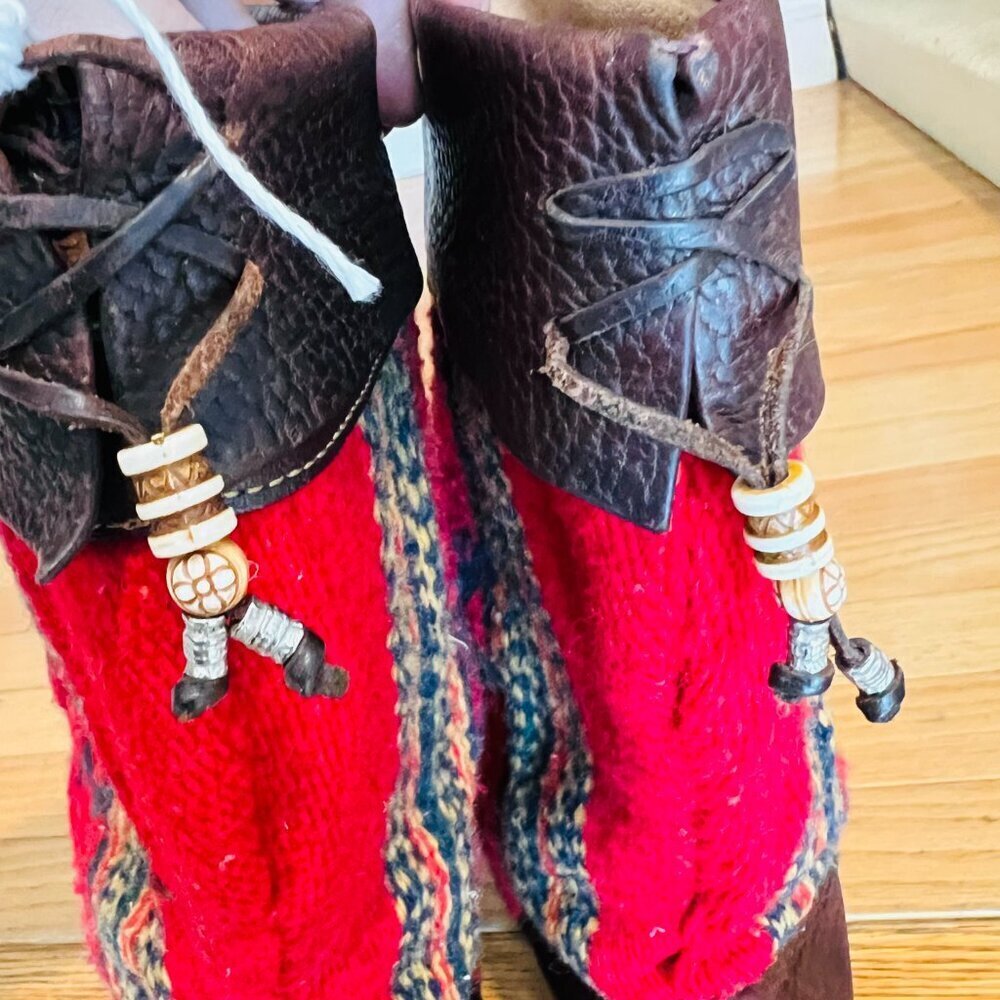 Born Tizoc Indian Blanket Wool Brown Leather Size 9.5 Mid Calf Fashion Boots - Picture 9 of 16